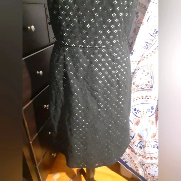 Adrianna Papell Women's Black Eyelift Lattice Overlay Lined Dress Sleeveless 8 - Picture 3 of 6